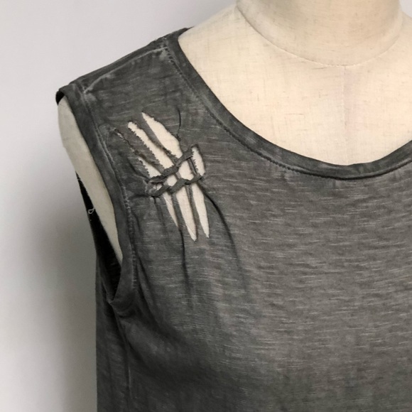 NWT Gray Burnout Distressed Muscle Tank Sz S - Picture 3 of 10